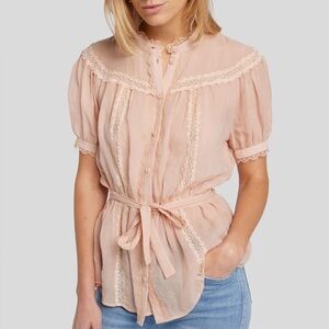 7 for All Mankind Lace Trim Blouse